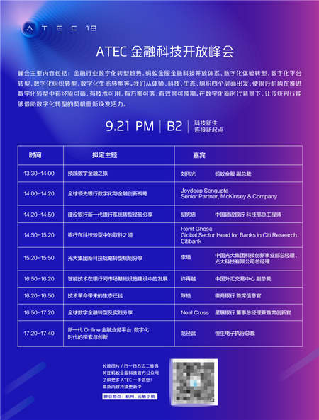 螞蟻金服2018 ATEC金融科技開放峰會(huì)重磅來襲！
