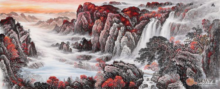 辦公室掛風(fēng)水畫(huà)裝飾，宋唐手繪國(guó)畫(huà)美麗雅致風(fēng)水順暢！