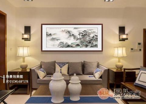 客廳靠山圖掛什么好？精品山水國畫裝飾客廳大氣風水好！