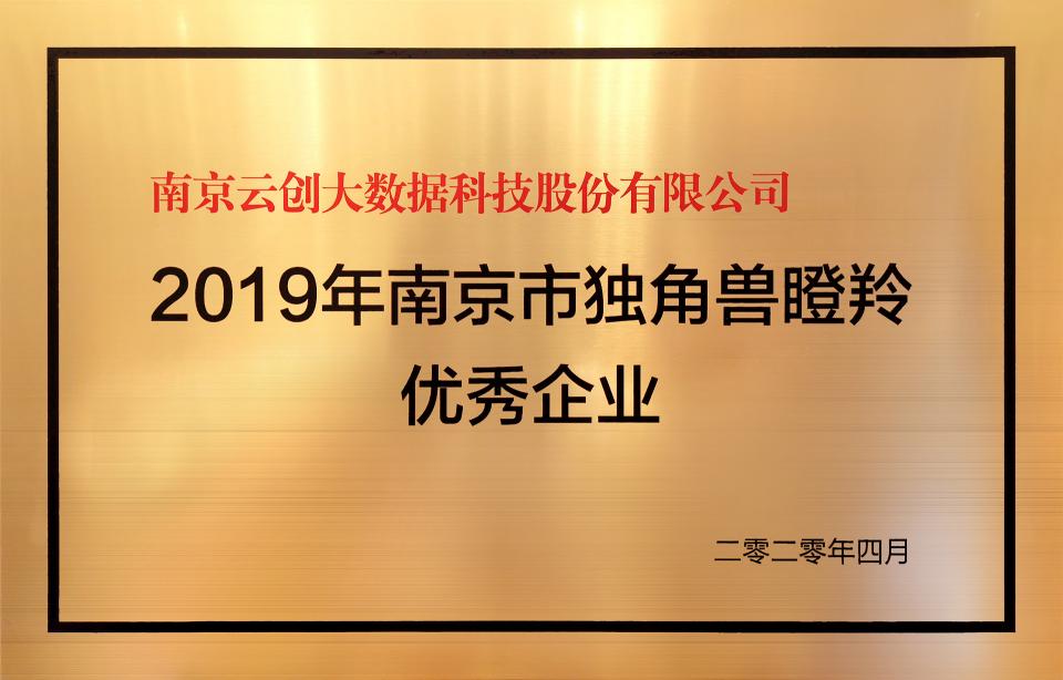 喜訊！云創(chuàng)大數(shù)據(jù)膺選“2019年南京市獨(dú)角獸瞪羚優(yōu)秀企業(yè)”！