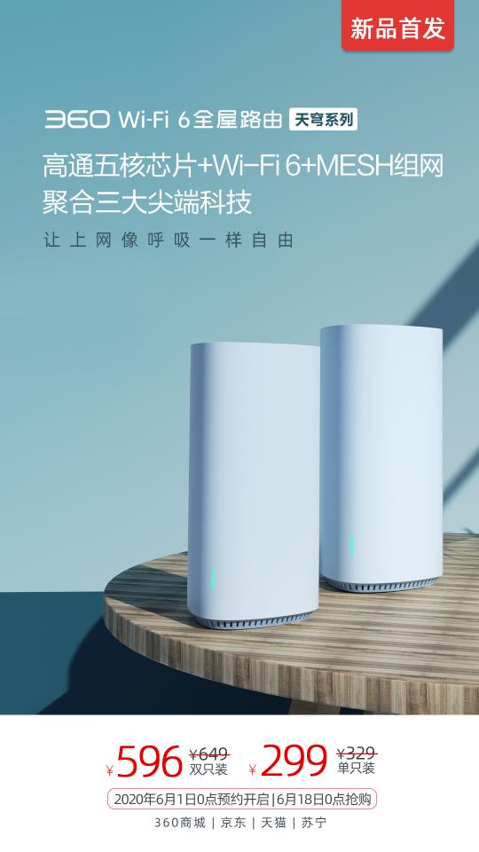 三大尖端科技搶奪WiFi6市場，新品360全屋路由來了！