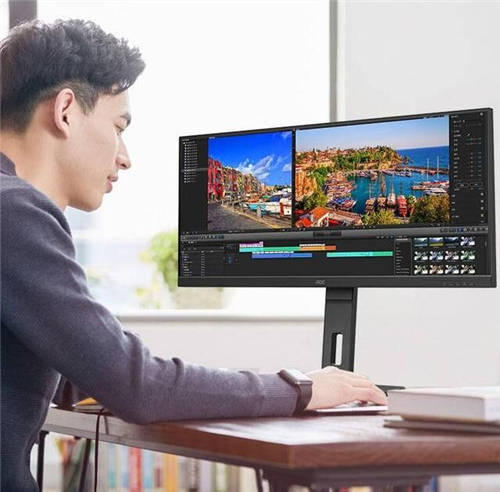 AOC P2系列21:9寬屏Q34P2商用顯示器，一屏盡覽開闊視野