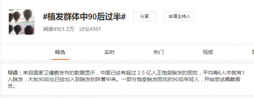 脫發(fā)呈現(xiàn)低齡化趨勢(shì)，常州新生植發(fā)：3D植發(fā)成為治脫有力手段