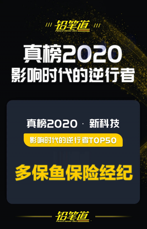 多保魚實(shí)力上榜鉛筆道2020年度新科技·影響時(shí)代的逆行者TOP50