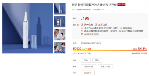 小米有品眾籌超10000000！素諾智能可視潔牙儀T11Pro為何一炮而紅？