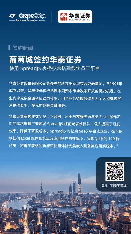 華泰證券使用SpreadJS表格技術(shù)搭建數(shù)字員工平臺(tái)，促進(jìn)數(shù)字中國高質(zhì)量發(fā)展