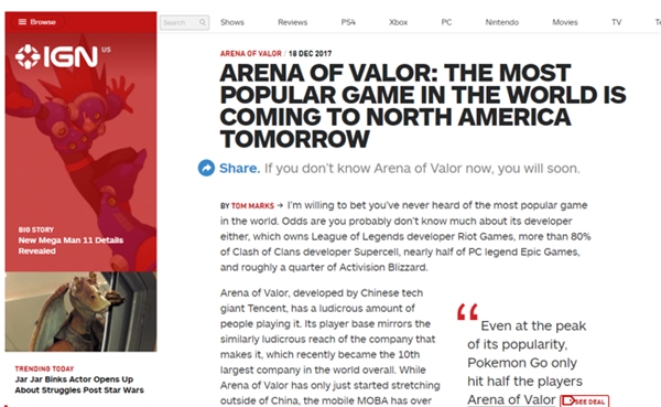 出海六年熱度不減，Arena of Valor 傳說對(duì)決再奪全球多地月活冠軍