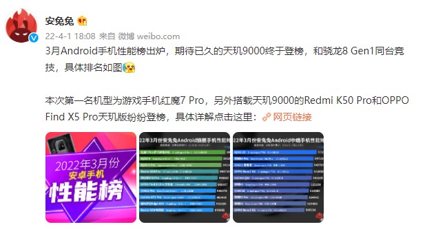天璣9000性能太剛了！多款旗艦機(jī)成功殺進(jìn)安兔兔安卓旗艦榜前十