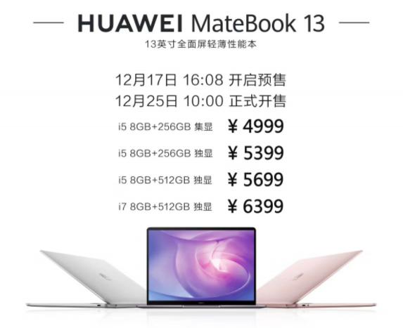華為MateBook 13筆記本圣誕節(jié)開售：不為犒勞自己，只為贏戰(zhàn)來年！