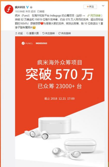 超目標(biāo)1654%！瘋米海外眾籌破82萬(wàn)美金！國(guó)內(nèi)雙旦直降30元！