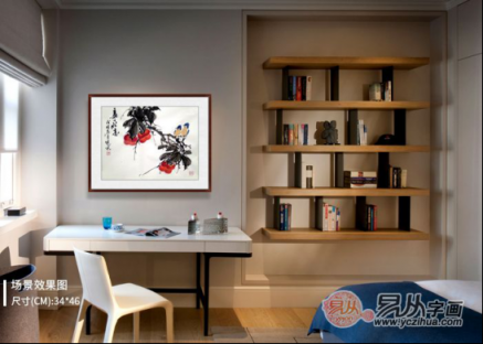 文雅的書房裝飾掛畫，精品水墨寫意花鳥畫作品