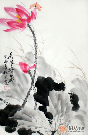 文雅的書房裝飾掛畫，精品水墨寫意花鳥畫作品