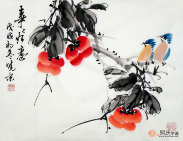 文雅的書房裝飾掛畫，精品水墨寫意花鳥畫作品