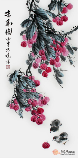文雅的書房裝飾掛畫，精品水墨寫意花鳥畫作品