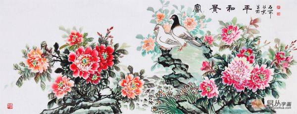 臥室掛畫之牡丹畫，寫意牡丹畫家石開作品欣賞