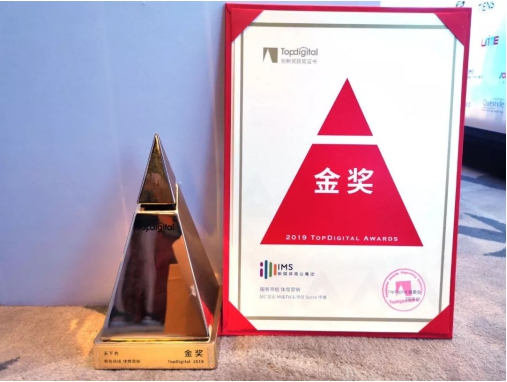 IMS天下秀再獲TopDigital創(chuàng)新獎(jiǎng)案例金獎(jiǎng)！