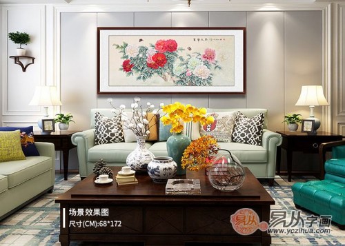 客廳裝修設(shè)計離不開一幅字畫，國畫花鳥畫打造溫馨和諧氛圍