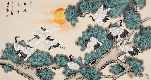 客廳背景墻上的掛畫，名家手繪花鳥國畫更受歡迎