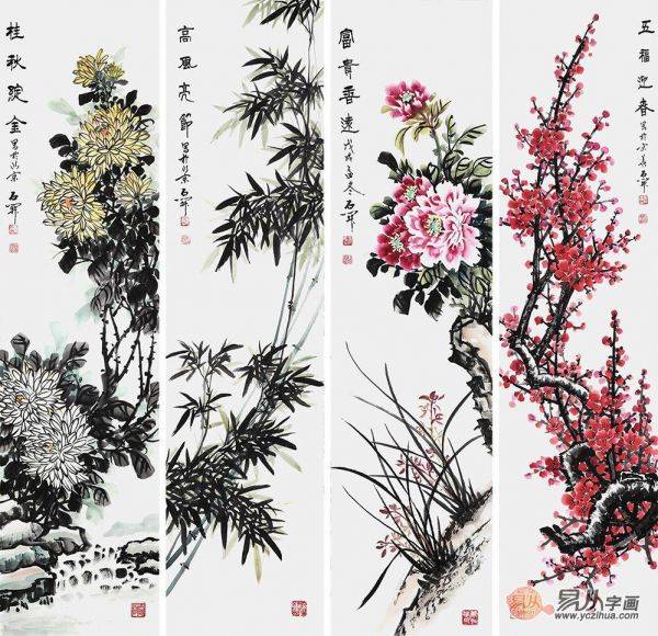 梅蘭竹菊的君子品質，名家石開梅蘭竹菊四君子國畫作品欣賞