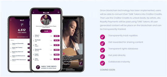 TUNE：格萊美明星區(qū)塊鏈項目 首發(fā)bithumb global