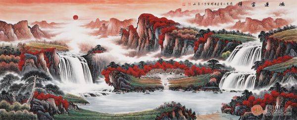 客廳沙發(fā)背景墻掛什么畫好，手繪山水當(dāng)顏值與風(fēng)水的完美結(jié)合
