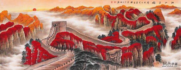 客廳沙發(fā)背景墻掛什么畫好，手繪山水當(dāng)顏值與風(fēng)水的完美結(jié)合