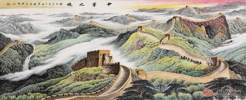 沙發(fā)背景墻上裝飾畫，手繪山水高雅藝術(shù)有品位