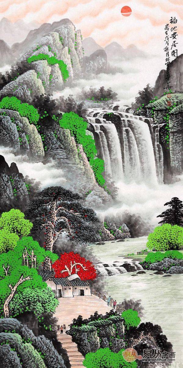 進(jìn)門玄關(guān)掛什么畫好？名家手繪山水畫裝飾、風(fēng)水都有了