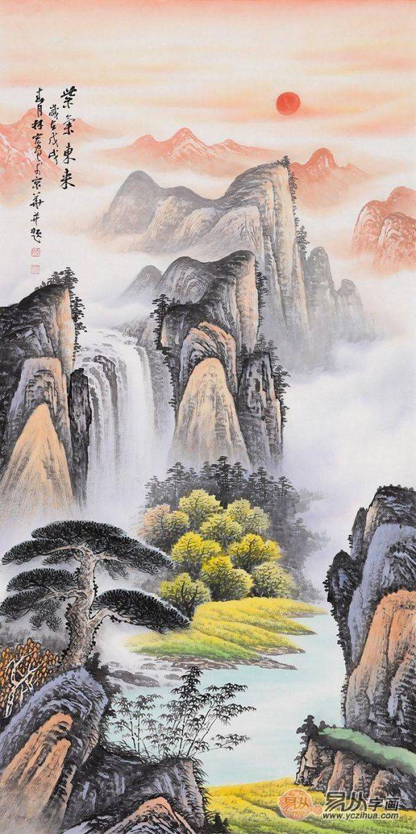 進(jìn)門玄關(guān)掛什么畫好？名家手繪山水畫裝飾、風(fēng)水都有了