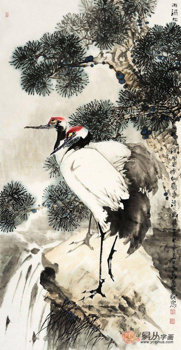 長輩生日送什么禮物好，松鶴延年國畫松鶴圖是首選