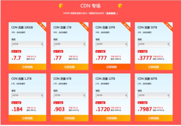 七牛云雙11云采購嘉年華，CDN、云存儲等資源包低至1折