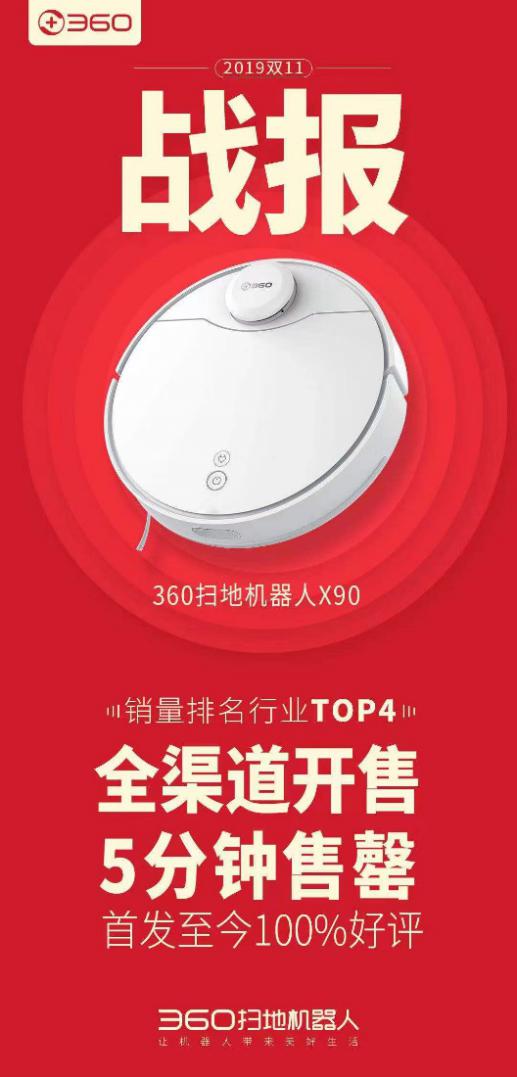 雙十一爆品誕生！360掃地機器人X90五分鐘售罄
