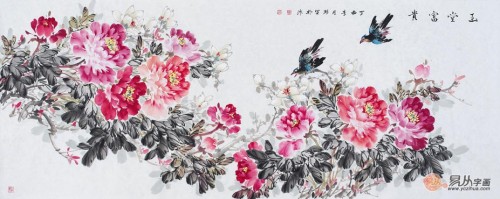 家里掛花鳥畫好嗎？丁珂手繪牡丹國畫，掛在家里好看又吉祥
