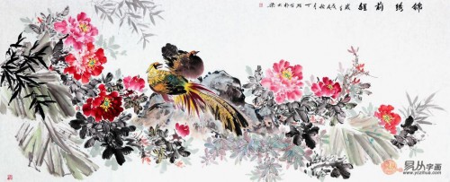 家里掛花鳥畫好嗎？丁珂手繪牡丹國畫，掛在家里好看又吉祥
