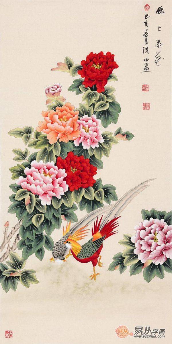 進門玄關(guān)掛什么畫比較合適，可以掛在玄關(guān)的花鳥國畫作品有這些