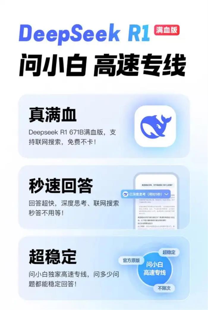 接入DeepSeek-R1滿血版，問小白成“Deepseek難民”完美替代方案