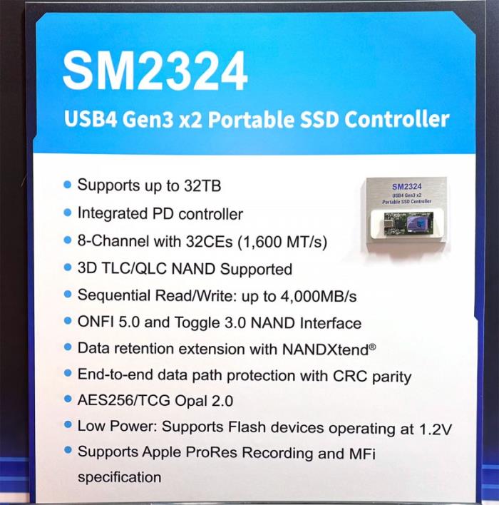 2025COMPUTEX：慧榮全新SM2324主控 PSSD可達32TB 4GB/s讀寫